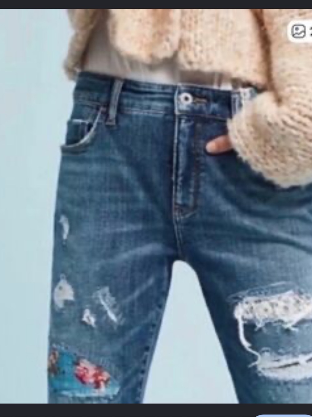 ANTHROPOLOGIE PILCRO AND THE LETTERPRESS Sz 28 Floral Patch Slim Boyfriend Jeans